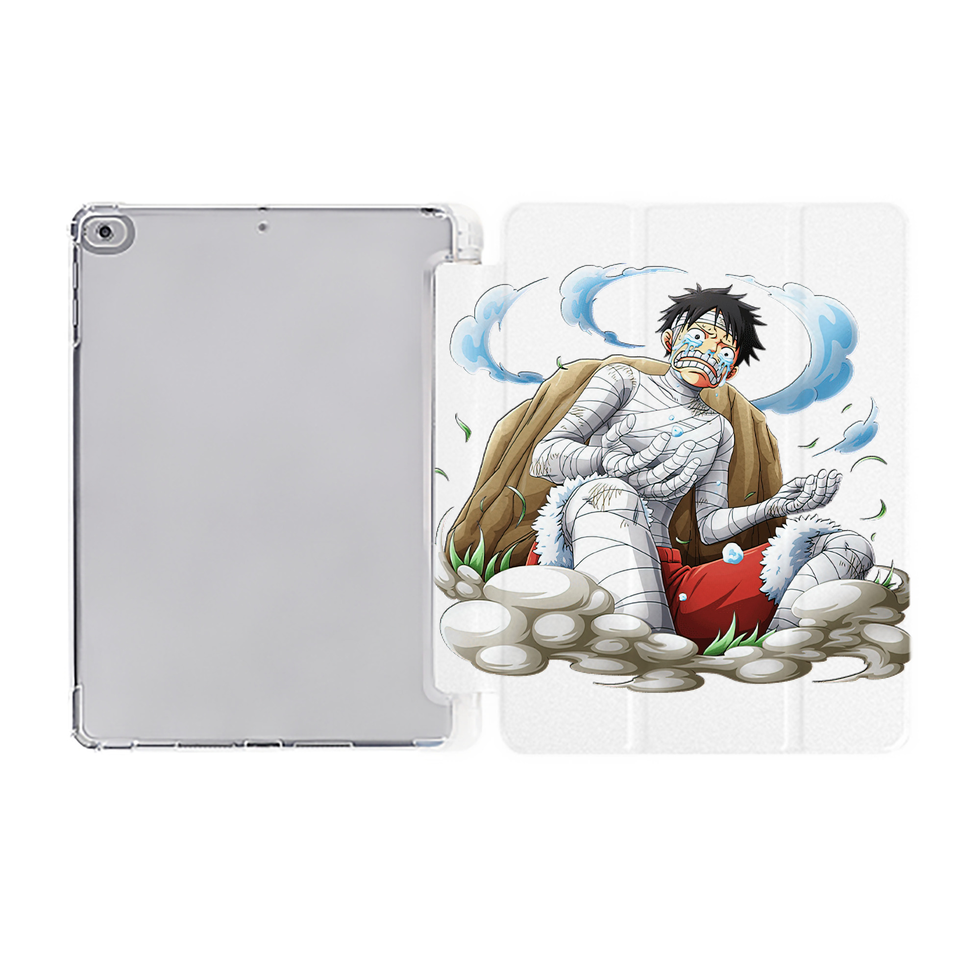 （画像用） ワンピース モンキー・D・ルフィ ONE PIECE Monkey D. Luffy IPad ケース ペン収納付き 三つ折りスタンド PUレザー×シリコン 対応機種9.5/10.5/10.9インチ